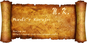 Munár Korvin névjegykártya